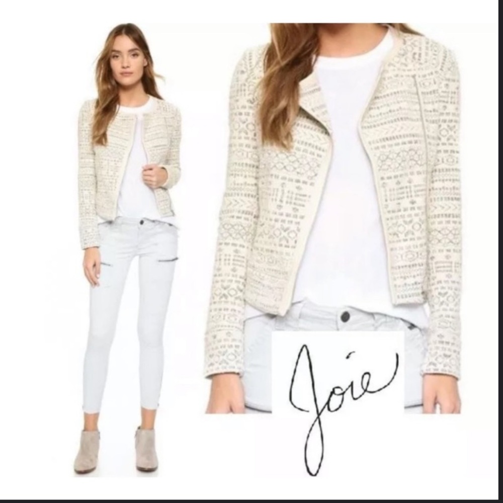 Joie Pattyn Moto jacquard zip cropped jacket